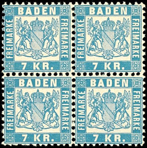 Baden 7 Kreuzer hellblau, ... 